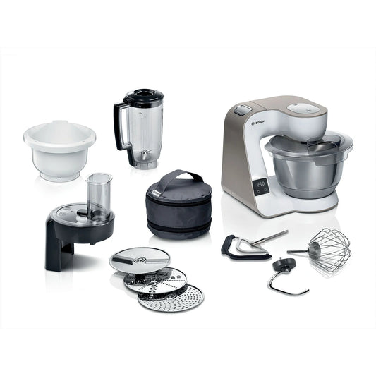 BOSCH MUM5XW34 Serie 4, MUM 5 Küchenmaschine Weiß/Champagne (Rührschüsselkapazität: 3,9 l, 1000 Watt)