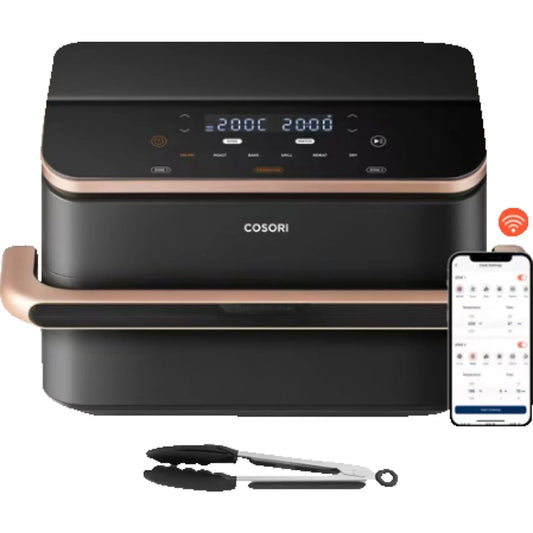 COSORI CAF-TF101S-AEUR 8-in1DualBlaze TwinFry™, 2 Kammern Aifryer, 10 Liter Heißluftfritteuse 2800 Watt Schwarz/Kupfer