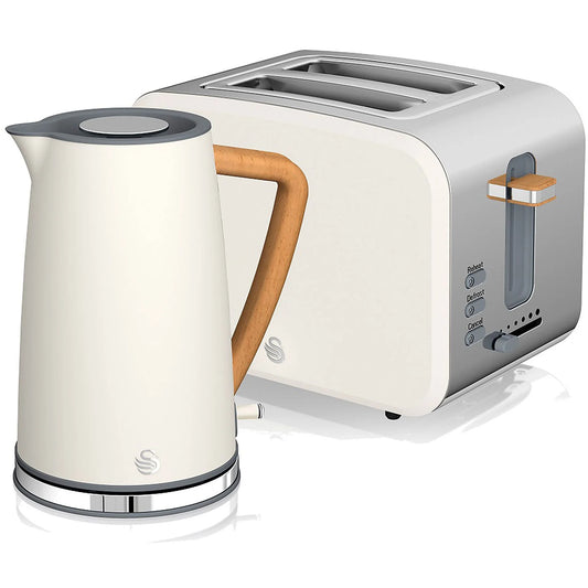 SWAN Nordic STP2090WHTNEU Set Toaster und Wasserkocher Weiß (2200 Watt, Schlitze: 2)